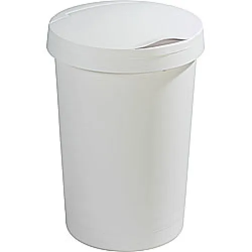 Afvalbak 45 liter rond plat deksel kleur wit